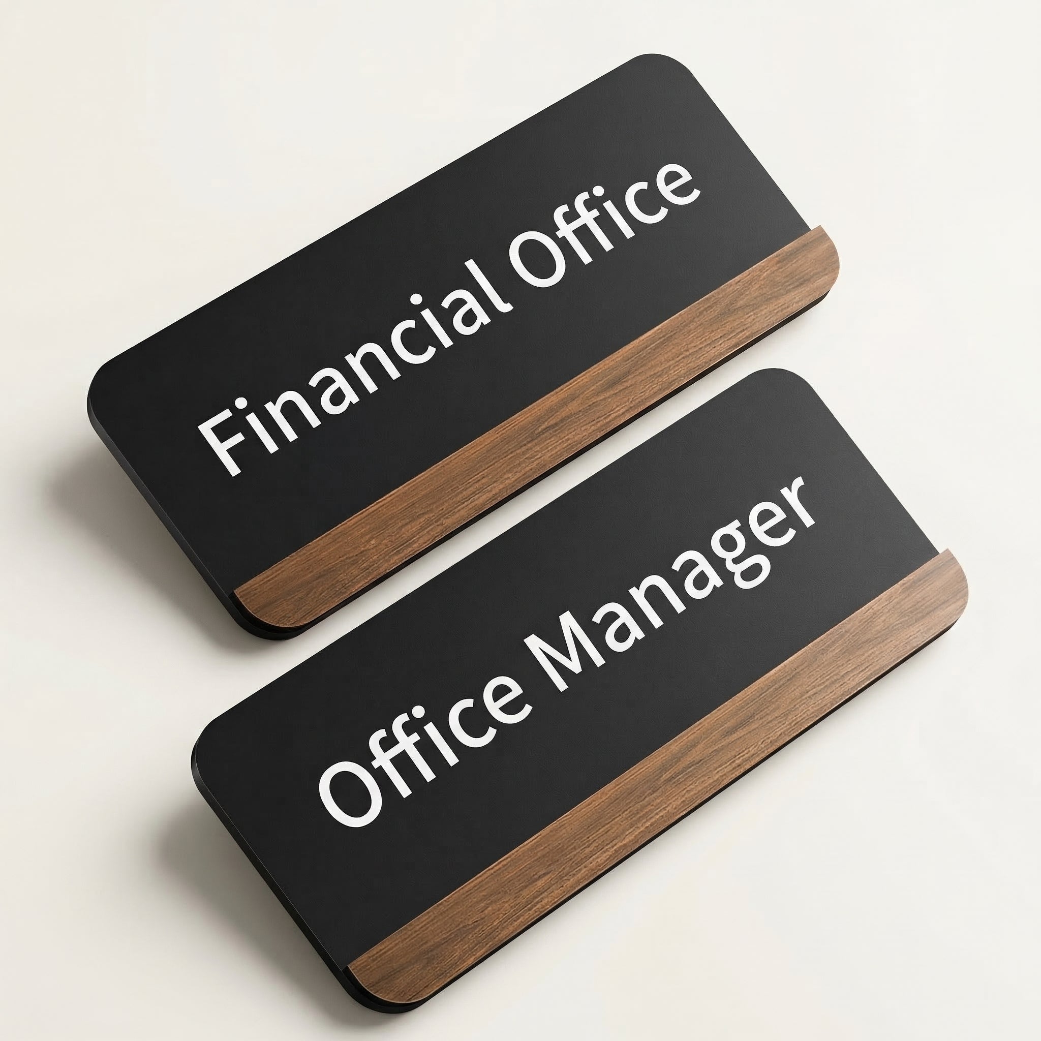 Wood Grain Frame Acrylic Office Signs | Custom Door Plates for Executive Offices