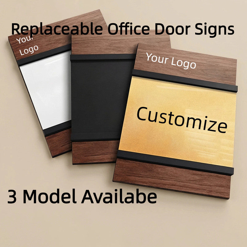 Interchangeable Office Name Signs - Wood Frame with Replaceable Acrylic Inserts